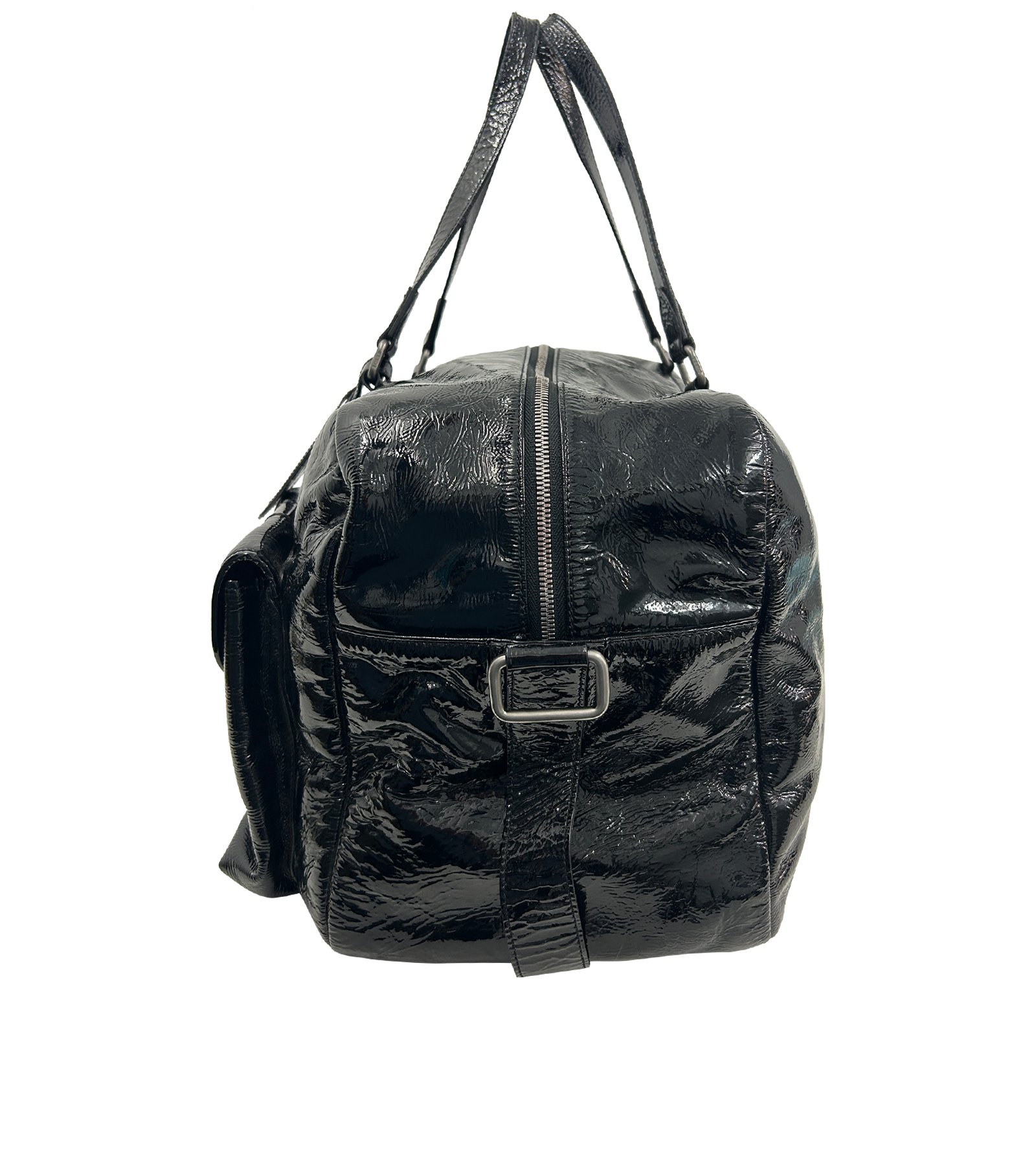 Bolso Fin De Semana Pockets, 420&euro;, Bolso, Negro, Cuero - Charol, Vista inferior