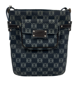 Crossbody, Anagrama, Lona, Azul, Bolsillo, 3*