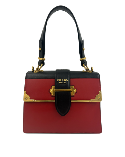 Prada Bauletto Bag, 790&euro;, Bolso, Negro/Rojo, Animal - Piel, Vista frontal