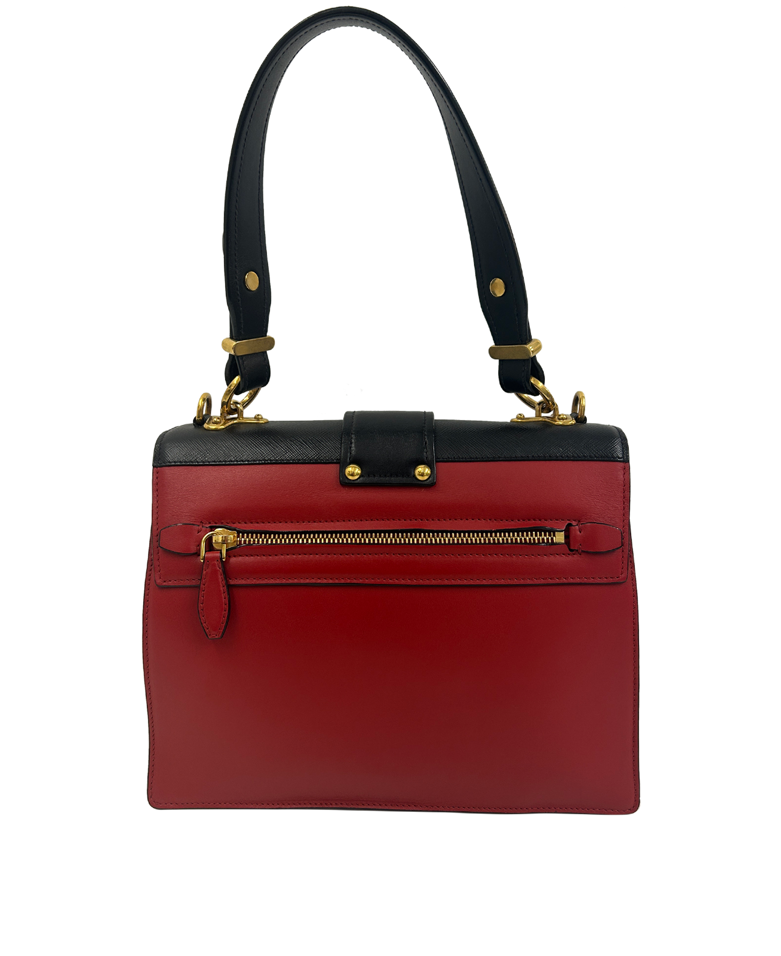 Prada Bauletto Bag, 790&euro;, Bolso, Negro/Rojo, Animal - Piel, Vista trasera