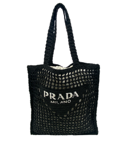 Tote de Croché con Logo,Rafia,Negro,3