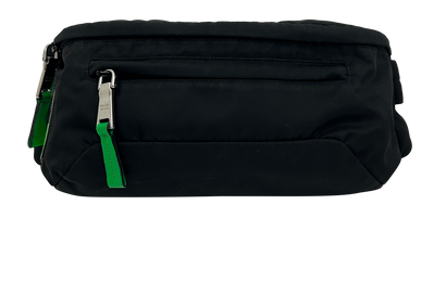 Riñonera, 340€, Bolso, Negro/Verde, Polímero - Nylon, Vista frontal