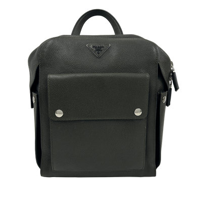 Logo Plaque Mochila Tote, 510&euro;, Bolso, Verde, Animal - Piel, Vista frontal