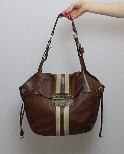 Bolso de Cierre en Lagarto, 170€, Marrón, Animal - Piel, Vista frontal
