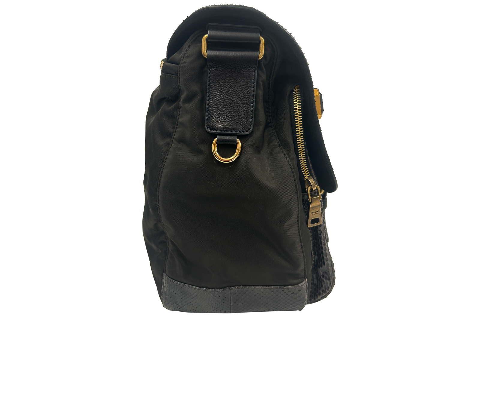 Messenger Jewel, 790&euro;, Bolso, Marrón/Negro, Animal - Pitón/Textil - Raso, Vista lateral