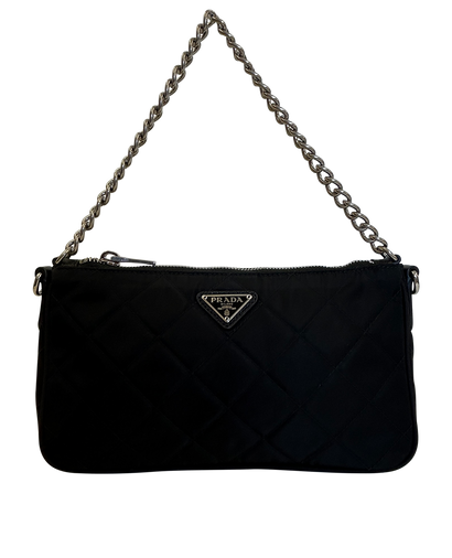 Quilted Nylon Chain Shoulder, 390&euro;, Bolso, Negro, Polímero - Nylon, Vista frontal