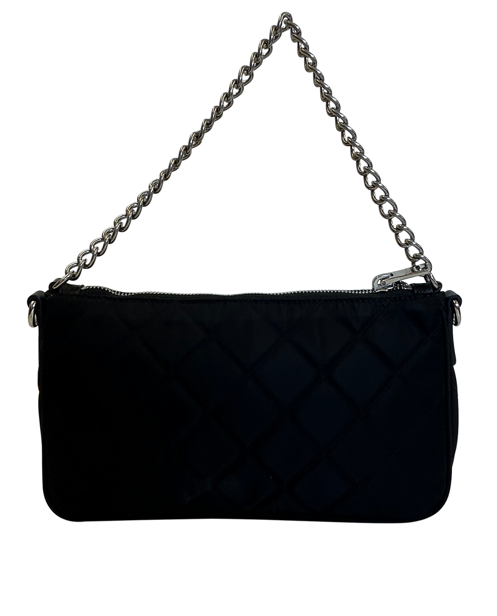 Quilted Nylon Chain Shoulder, 390&euro;, Bolso, Negro, Polímero - Nylon, Vista trasera