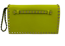 Clutch Rockstud, Piel, Verde Neón,3
