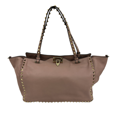 Rockstud Tote, 650€, Bolso, Rosa, Animal - Piel, Vista frontal