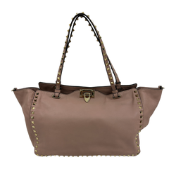 Rockstud Tote, Piel, Rosa, Strap, 3*