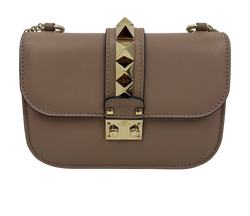 Rockstud Chain Crossbody, Leather, Pink/Beige, DB, 3*