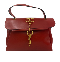 Tote V con Cadena,Piel,Rojo,3