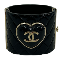 Chanel Brazalete,2022 Heart,Plastico,Negro,DB,3