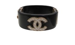 Brazalete Chanel, Ceramica, Negro/Dorado,817