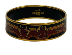 Hermes Brazalete, S,Metal, Dorado/Burdeos,3, DB