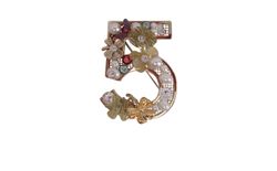 Chanel Brooch Numero 5, Flowers, Metal, Apliques, Dorado, A28, 3