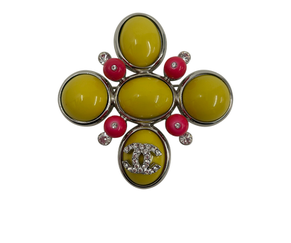 Chanel Broche, 420&euro;, Accesorios, Amarillo/Plata/Rosa, Metal - Plateado, Vista frontal