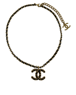 Chanel Collar,Jumbo,Metal/Piel,Negro/Dorado,3*