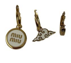 Miu Miu Pendientes 3, Metal,Dorado, Db, Box. 4*